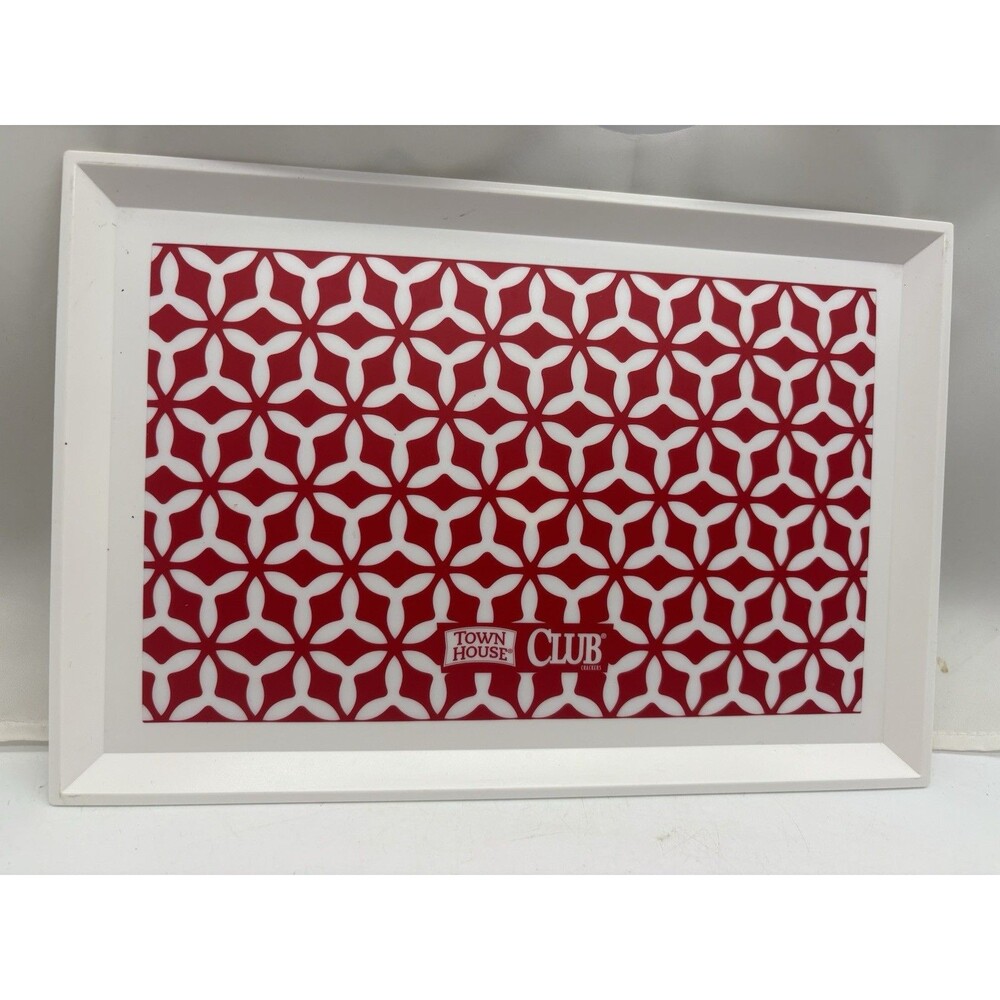 Town House Club Crackers Serving Tray Red White Plastic Advertising